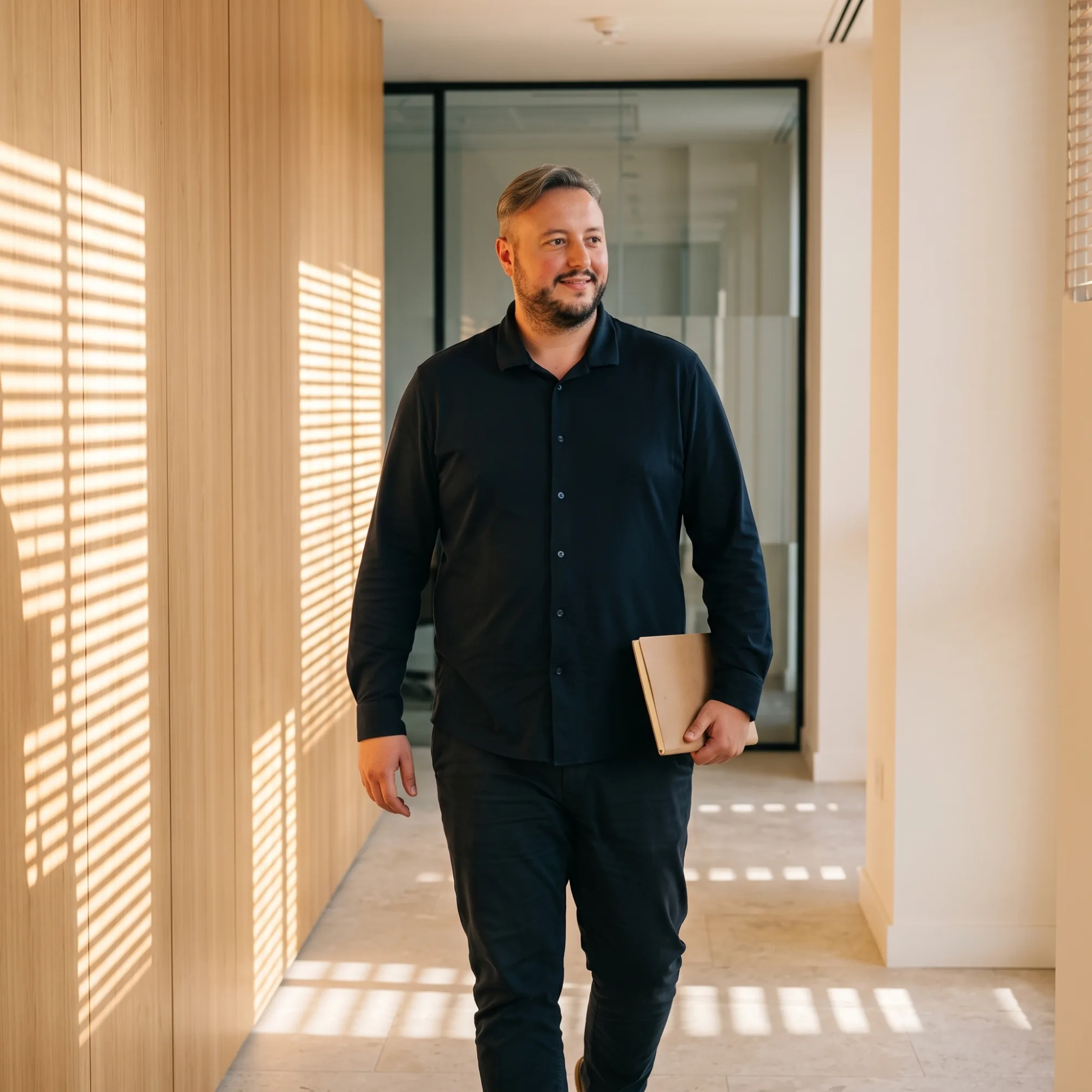 Le fondateur de Specteur dans un couloir de bureaux